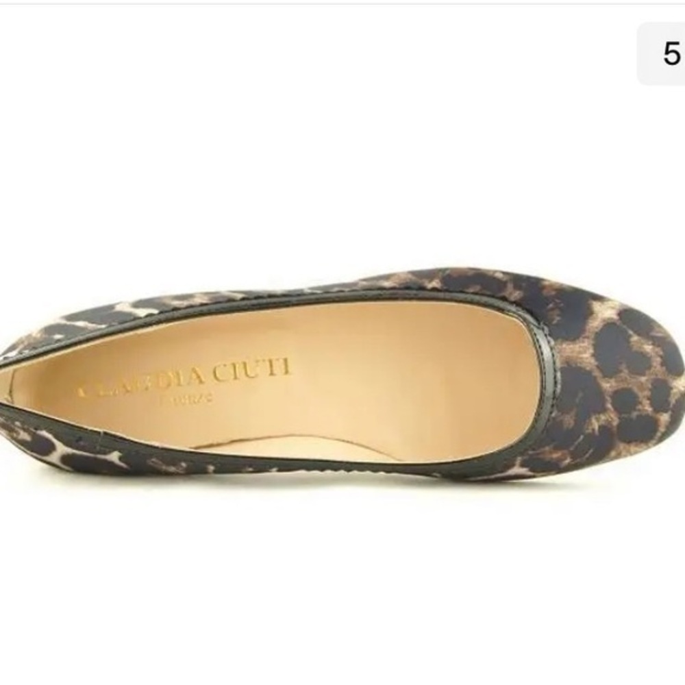 Claudia Ciuti Marie Satin Leopard Slip On Flats Sz 6.5